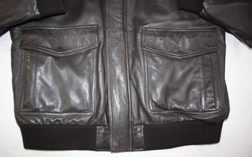 Wilsons Leather Jacket Men's XXL Chris A-2 Bomber American Flag USA Brown image 2