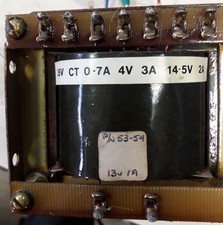 Trafo 100/115/220/240 V auf 18-0-18 V/0,7 A ; 4 V/3 A ;14,5 V/ 2 A ; 13 V/1 A