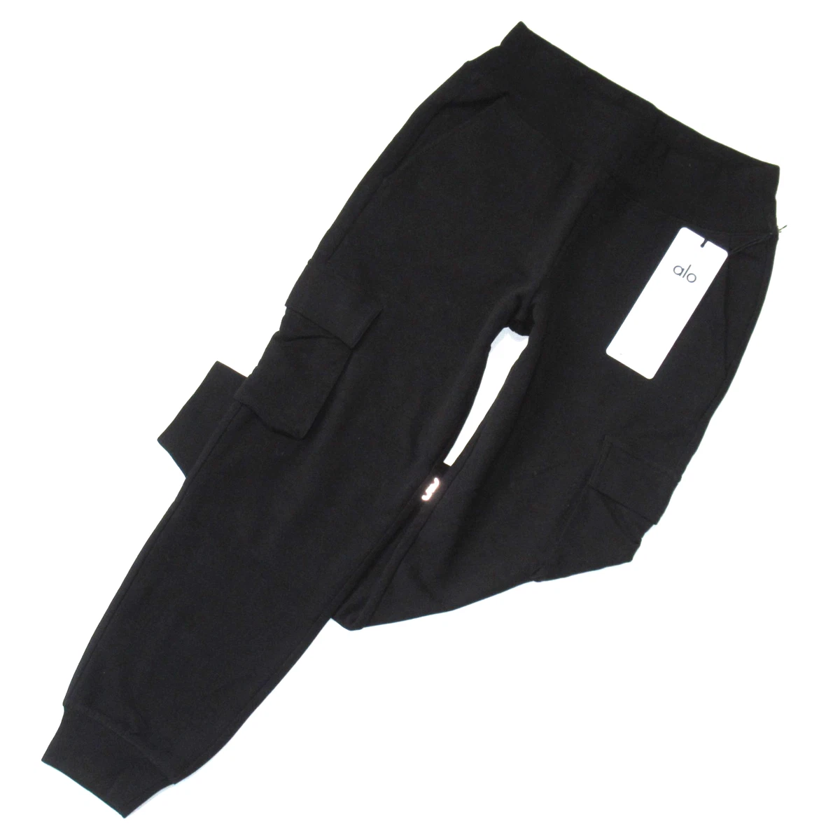 NWT Alo Yoga 7/8 High-Waist Cargo Sweatpant in Black Stretch
