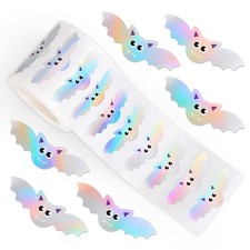 Halloween Bats Stickers Roll Iridescent Cartoon Bats Shape Seal Stickers Waterpr