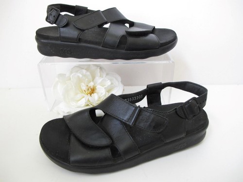 SAS Huggy Kreuzriemen-Sandalen 7M Komfort schwarz Leder Klettverschluss - Bild 5 von 14