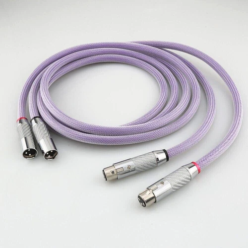 Pair 8N OCC Copper Balanced XLR Cable Carbon Fiber Plug HIFI Interconnect Cable - Picture 1 of 9