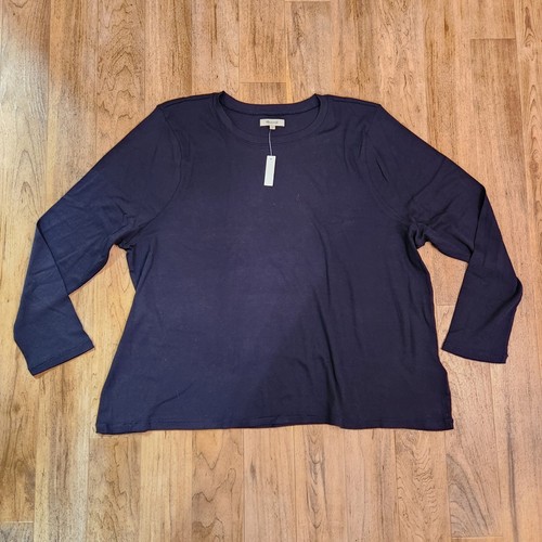 Madewell Women's Black Fine Ribbed Crewneck Long Sleeve Tee top Size 4X - Picture 2 of 5