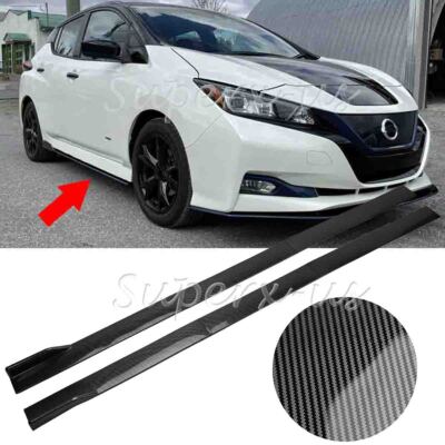 For Nissan LEAF 2011-23 Side Skirt Splitter Extension Rocker Panel Carbon Fiber