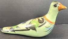 Vtg Tonala Hand Painted Mexican Pottery Bird  Folk Art Figurine 11" x 3.5" x 5"
