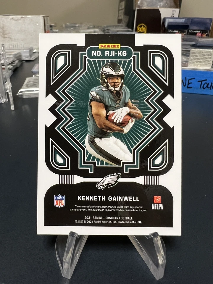 2021 Obsidian Football KENNETH GAINWELL Rookie Jersey Ink 27/50 Green. Eagles!! - Image 2 of 2