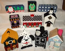 Handmade Plastic Canvas Tissue Boxes, Group 2     (Toppers / Covers)