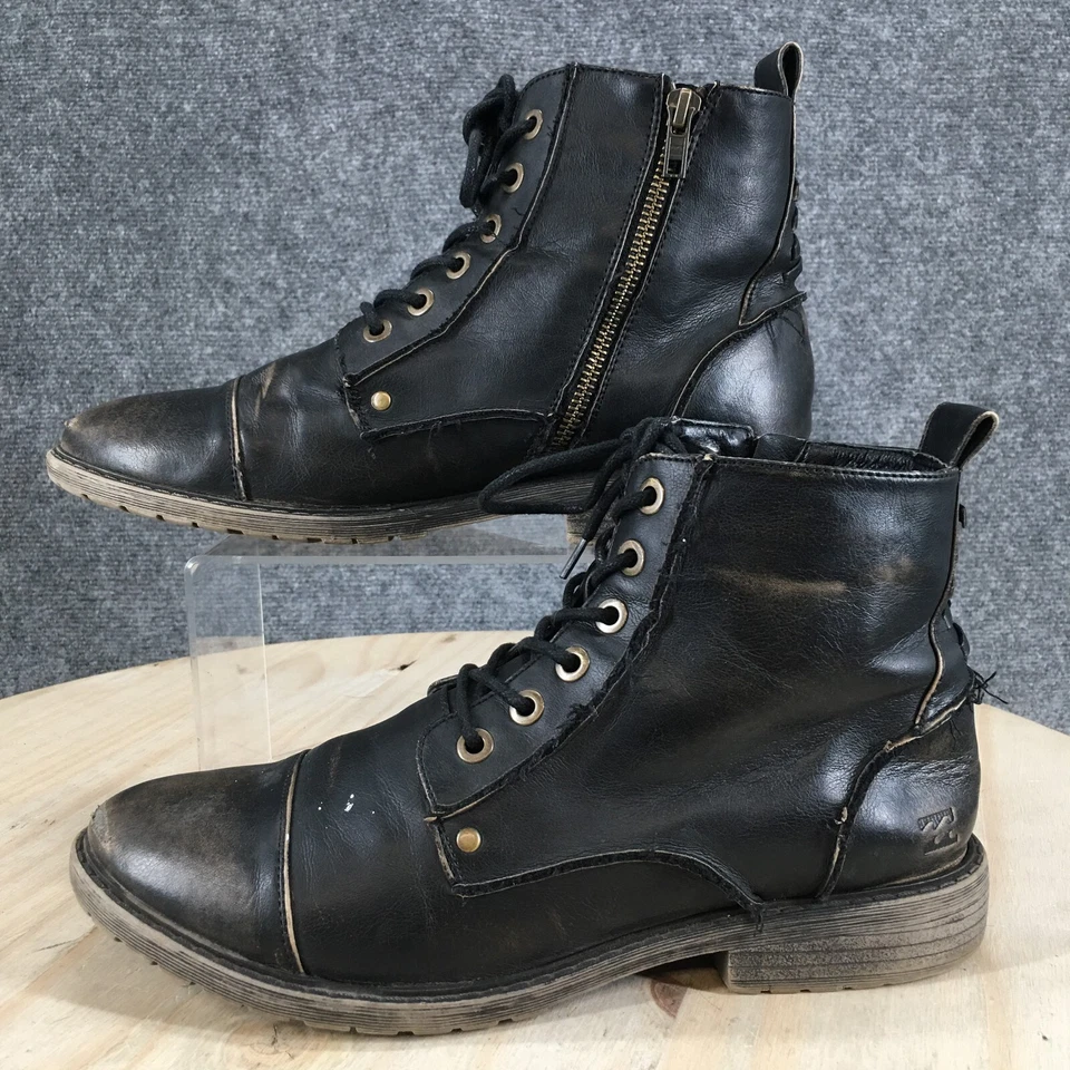 Billabong Boots Womens 10 Willow Way Ankle Bootie Black Faux Leather Lace Up - Image 2 of 4