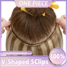 CLEARANCE Remy Clip in One Piece Human Hair Extensions Half Full Head V-Shape US