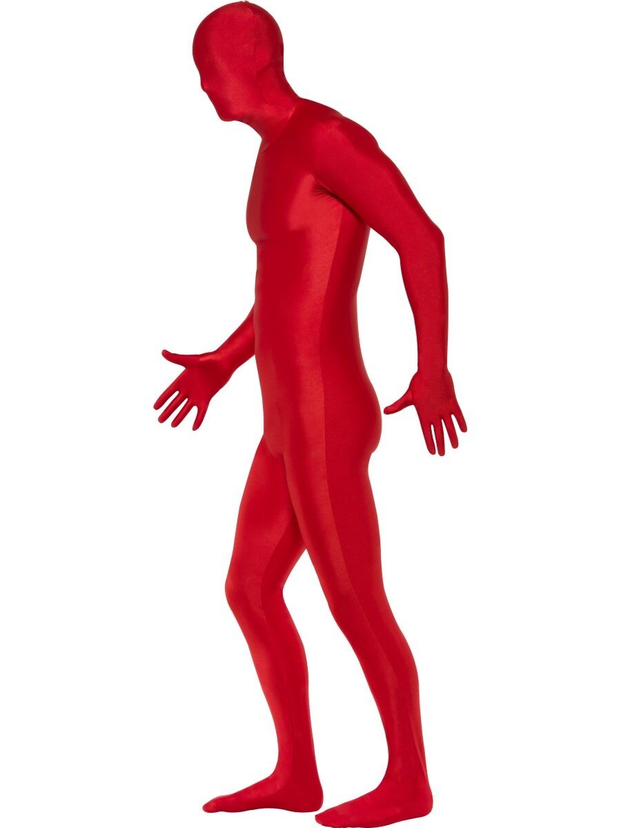 Adult Mens Second Skin Zentai Bodysuit Fancy Dress Outfit Red by Smiffys