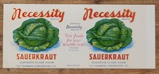 LABEL Can Necessity Brand Sauerkraut Taormina Donna Texas