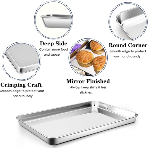 Large Baking Sheet P&P CHEF Stainless Steel Cookie Pan Tray Non Toxic 16x12x1" - Picture 5 of 9