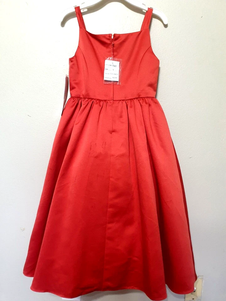 Maxi Vestido David's Nupcial Niñas Talla 8 Ocasiones Especiales Rojo Carmesí Satinado Nuevo con Etiquetas Foto 3 de 4