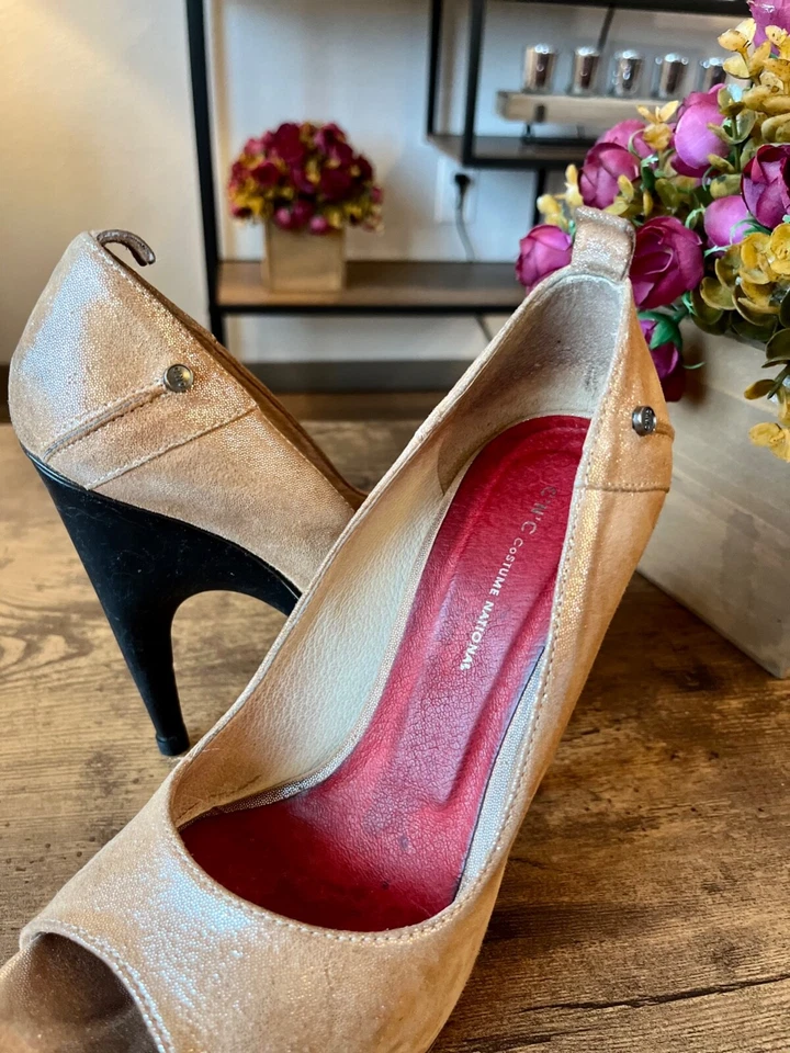 C’N’C Costume National Leather Pumps Beige Heels Made in Italy • Women’s Size 7 - Image 3 of 4