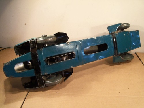 SUPERB TINPLATE CLOCKWORK GUNTHERMANN "BLUE BIRD" LAND SPEED RECORD CAR (1930's) - Picture 16 of 18