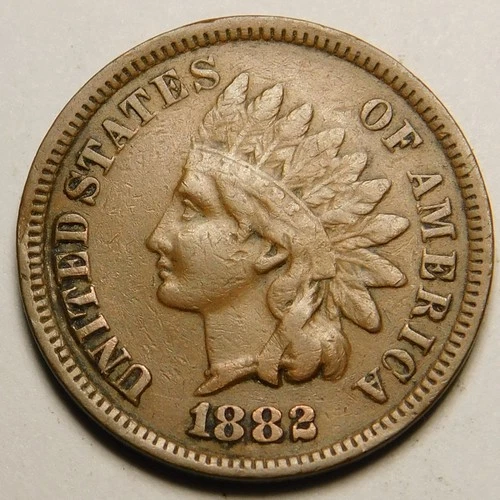 1882 Indian Head Cent Penny F - VF "Not Cleaned -Actual Coin Pictured"