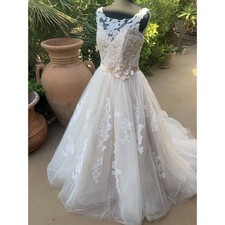 Alfred Angelo Size 10 Wedding Dress 2508 NWT Ball Gown Champagne Ivory Low Back