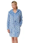 S (10) Fleece Hooded Robe Zip Pocket Soft Penguin Cosy Blue Lounge Nightwear