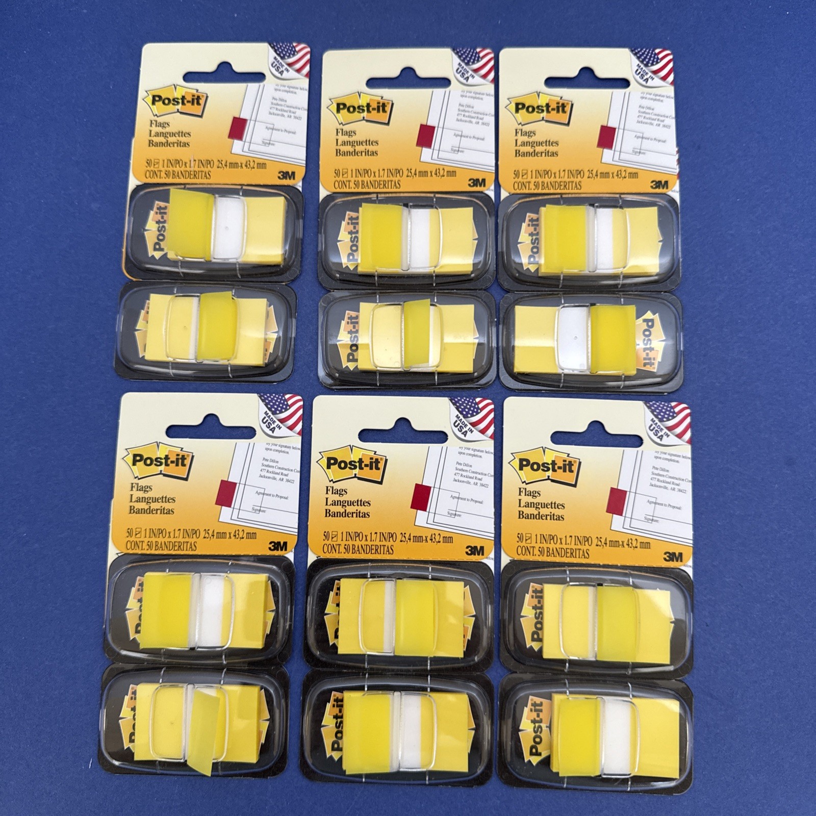 12 PACK ~ (600) YELLOW ~ POST-IT Flags ~ IN DISPENSERS ~ 1" X 1.7" ~ 680-5-24