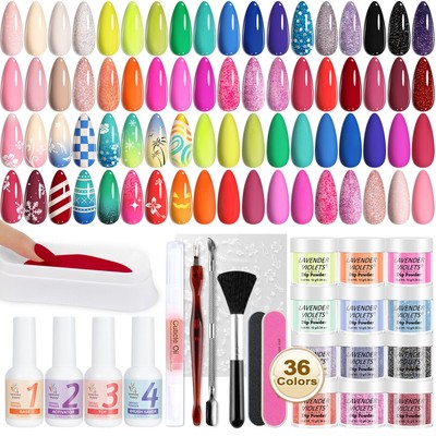 48-teiliges Dip Powder Nagelset Starter, 36 Farben Dipping Powder