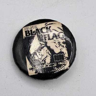 Vintage RARE Black Flag Pin Button Punk Rock Band Logo Art Collectible Badge