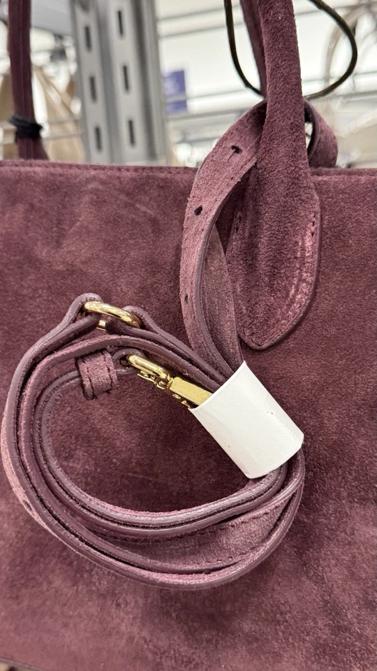 Bolso de Mano Claudia Firenze Italiano Gamuza BORGOÑA Bolso de Hombro Hecho en Italia NUEVO Foto 4 de 4