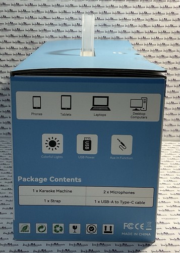 PEMACOM Portable Karaoke Machine With 2 Mics-Bluetooth-60w Powerful Sound-Blue - Picture 3 of 11