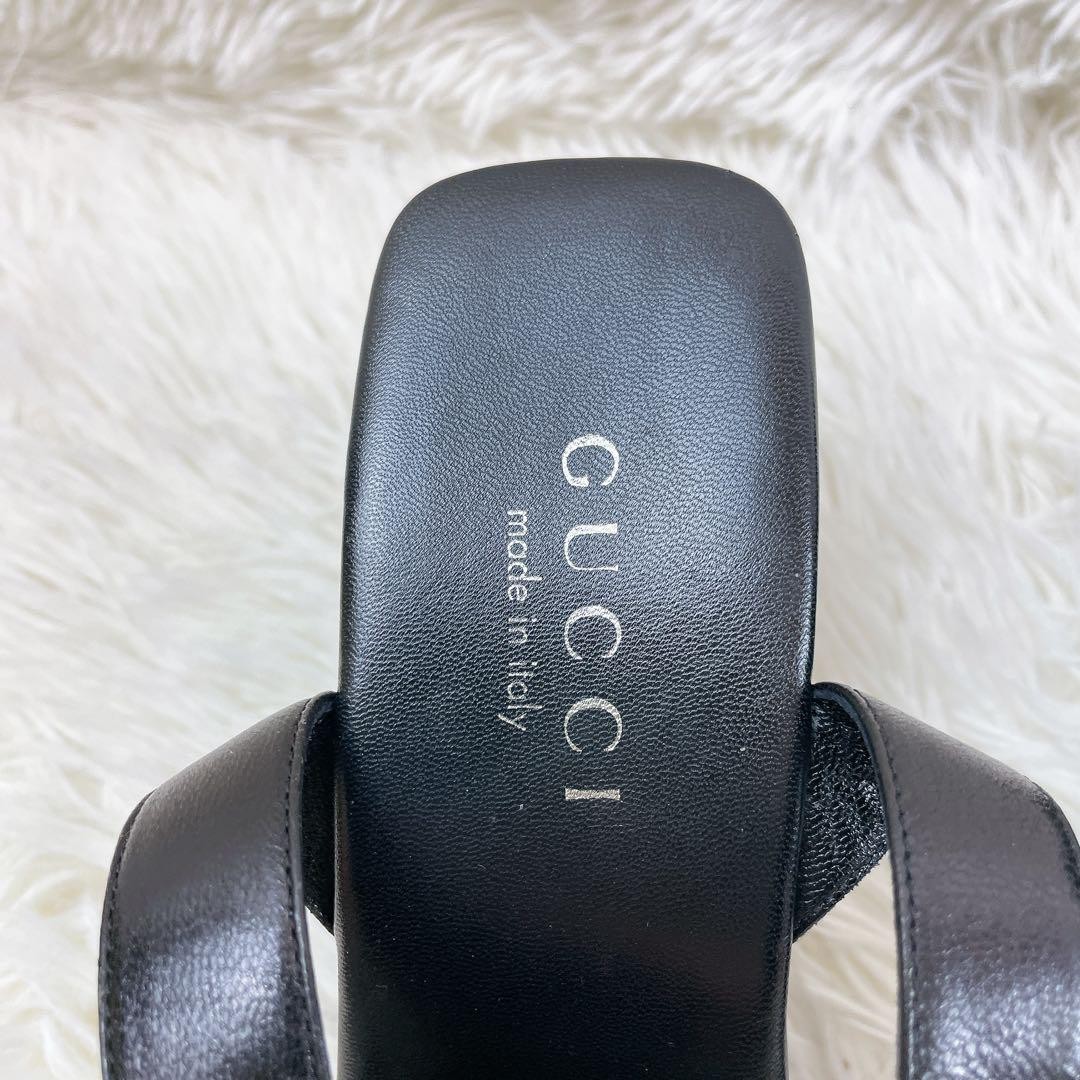 APL GUCCI Mules sandali tacco pelle nero EU37 US7 90604c