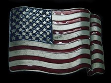 TE01111 VINTAGE 1970s UNITED STATES FLAG PATRIOTIC BELT BUCKLE