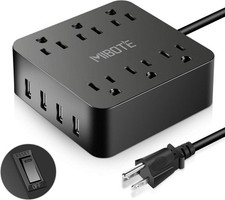 Multifunctional Power Strip with 6 AC Outlets and 4 USB Ports for Home Office