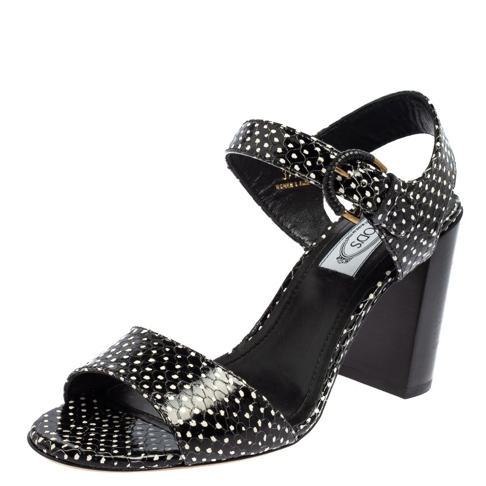 TOD’S Sandali neri in pelle cinturino alla caviglia taglia 37 5