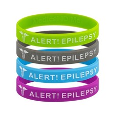 (X4) KINDER Warnung EPILEPSY Silikon medizinisches Bewusstsein Armband epileptisch UK