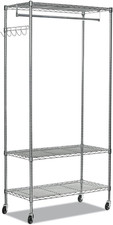 ALEGR364818SR Moble Wire Shelving Garment Rack, 48" X 18" X 75", Silver
