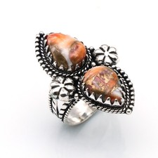 925 Sterling Silver Spiny Oyster Turquoise Gemstone Handmade Ring Size 9