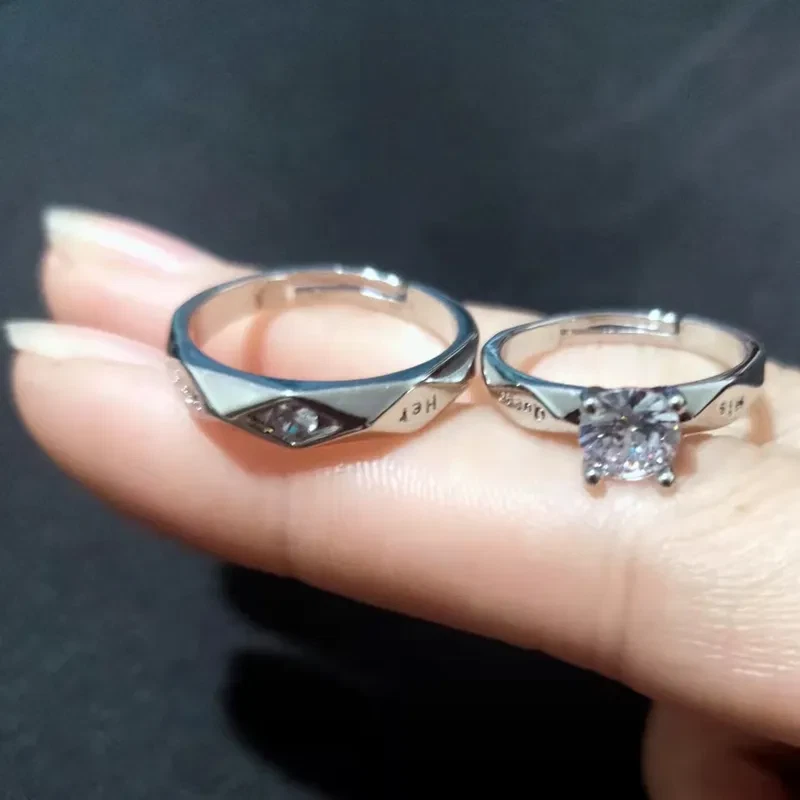 Partnerringe Verlobungsringe Silber 925 plattiert Herz Ring Zirkonia Steine Paar - Bild 2 von 4