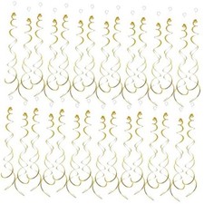 30 Pieces Hanging Swirl Party Decorations Foil Decorations Ceiling Swirl Gold