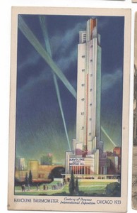 Havoline Thermometer  Century of Progress 1939 Vintage Postcard Not Posted EX