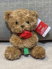 NEW, VALENTINE TAN COLORED TEDDY BEAR HOLDING A ROSE 7.5" PLUSH