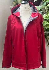  Free Country Women’s XL Softshell Jacket Red 46" Faux Fur Lined Zip Coat NWOT 