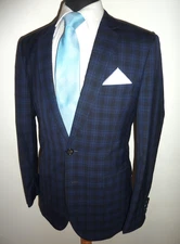 PS Paul Smith Blue Wool Glen Check Blazer Sports Coat Suit Jacket UK 38 EUR48