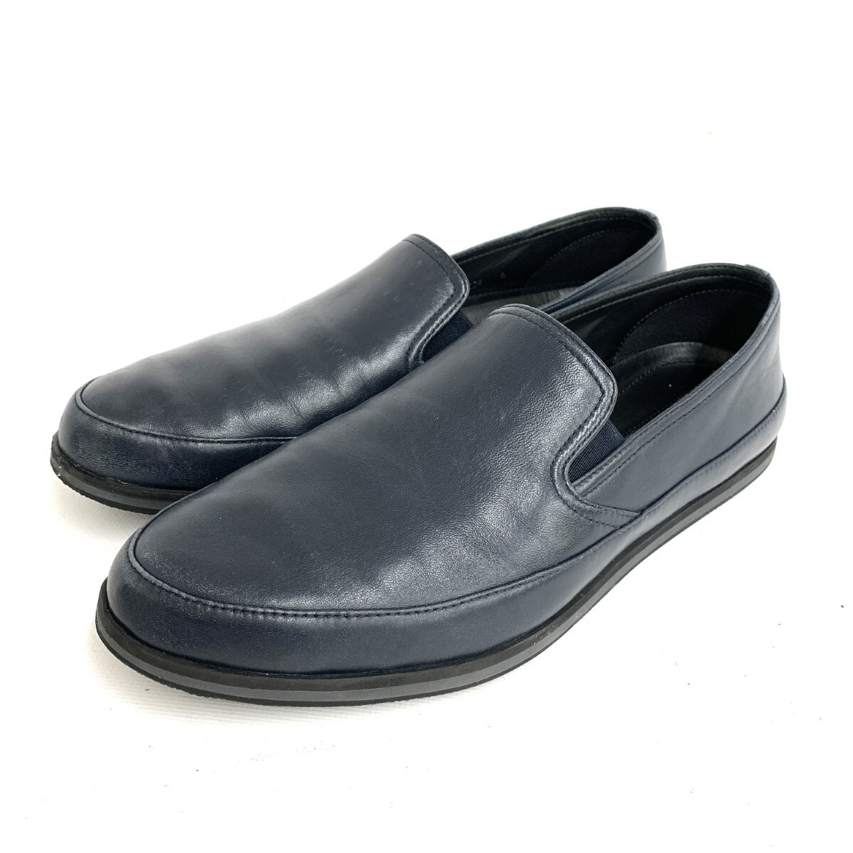 Prada Navy Leather Slip-On Sneakers for Men Size 6