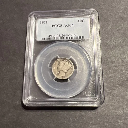 1921 PCGS AG03 Mercury Silver Dime Key Date