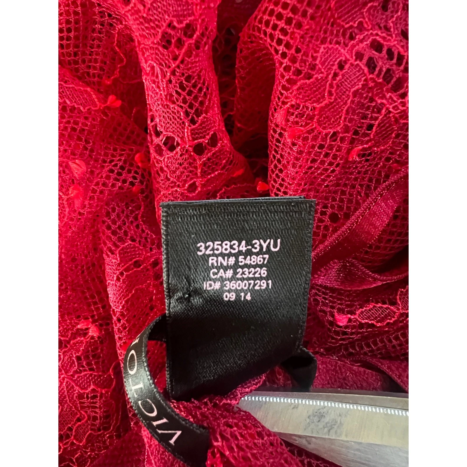 UNDERCOVER Abito Victoria's Secret rosso semi trasparente pizzo ferretto maxi aperto davanti taglia 34B