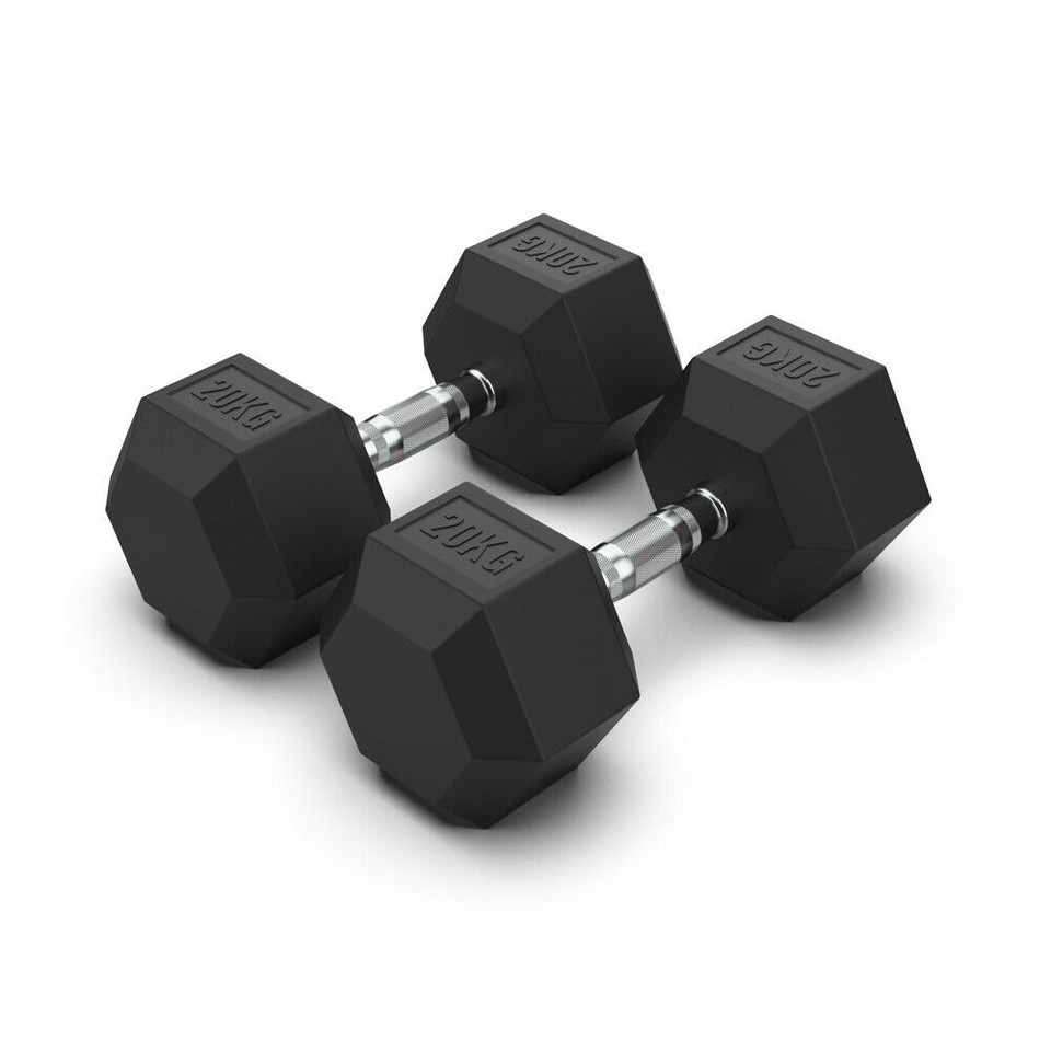 Hex Dumbbells Set Cast Iron Rubber Encased Hexagonal Dumbbell Gym ...
