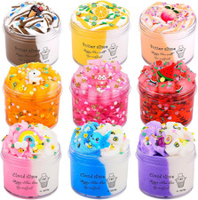 9 Pack Slime Kit, with 3 Jelly Cube Crunchy Slime 3 Butter Slime 3 Cloud Slime,