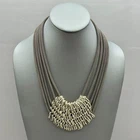Chico's Necklace Multi Strand Mesh Chain Woven Statement Brass Tone 19" Bib