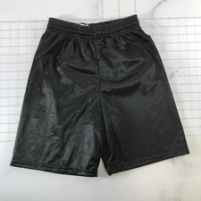 Vintage Majestic Shorts Youth Large Black Mesh Athletic Elastic Drawstring USA