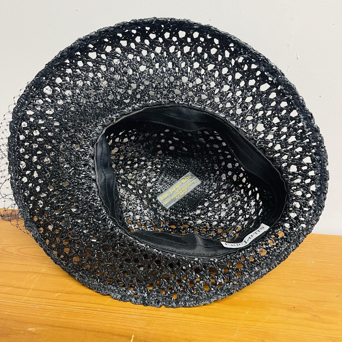 Eric Javits Black Floral Packable Sun Hat Made in USA Woven  display picture 3