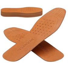 Clarmonde Genuine Leather Shoe Insoles, Absorbent Ultra Thin 5.5-10.5, Brown