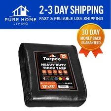 14 Mil Heavy Duty Tarp - 12' x 12' Waterproof, Weatherproof & Versatile